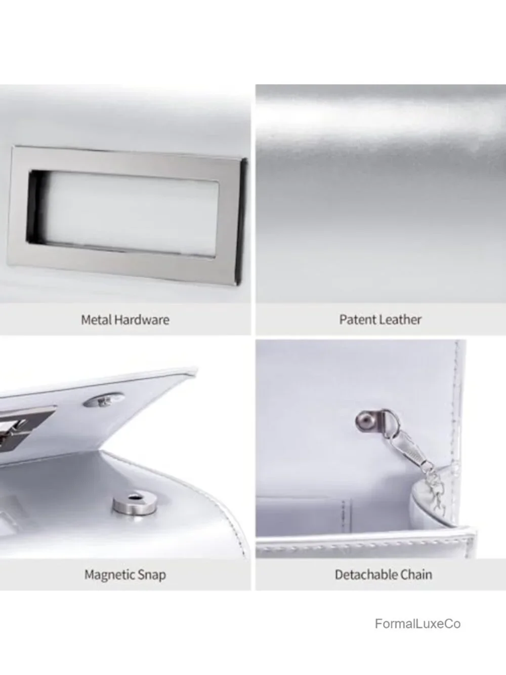 Glossy Patent Leather Envelope Clutch Purse for Wedding Party